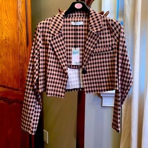 Primark Cropped Brown&Tan Gingham Blazer